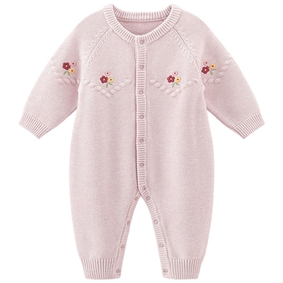 乖奇熊女宝宝针织毛线连体哈衣