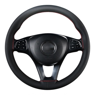 高弹肤感皮手缝方向盘套四季通用汽车把套新款四面弹皮套吸汗防滑