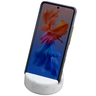 北欧简约大理石白色圆形手机支架桌面方形平板ipad床头高颜值摆件