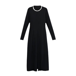 绮娑冬装新款气质大码胖MM针织连衣裙高级感收腰A字内搭小黑裙长