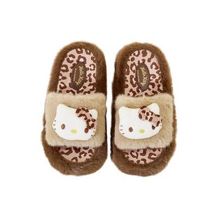 三福三丽鸥豹纹开口拖 萌趣生活日用好物家居毛绒拖鞋515023