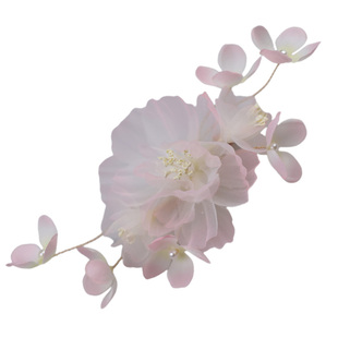 古风头饰粉色月季花发夹花神汉服发饰烫花测边夹女款2026新款春季