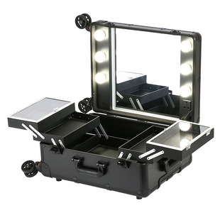 专业化妆箱带灯跟妆师专用拉杆彩妆箱工具箱高级多层镜子化妆汇总