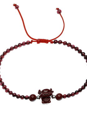 本命年红手绳蛇朱砂生肖好运珠红绳手工编绳貔貅石榴石手链女星座