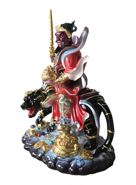 彩绘骑虎武财神爷赵公明神像摆件