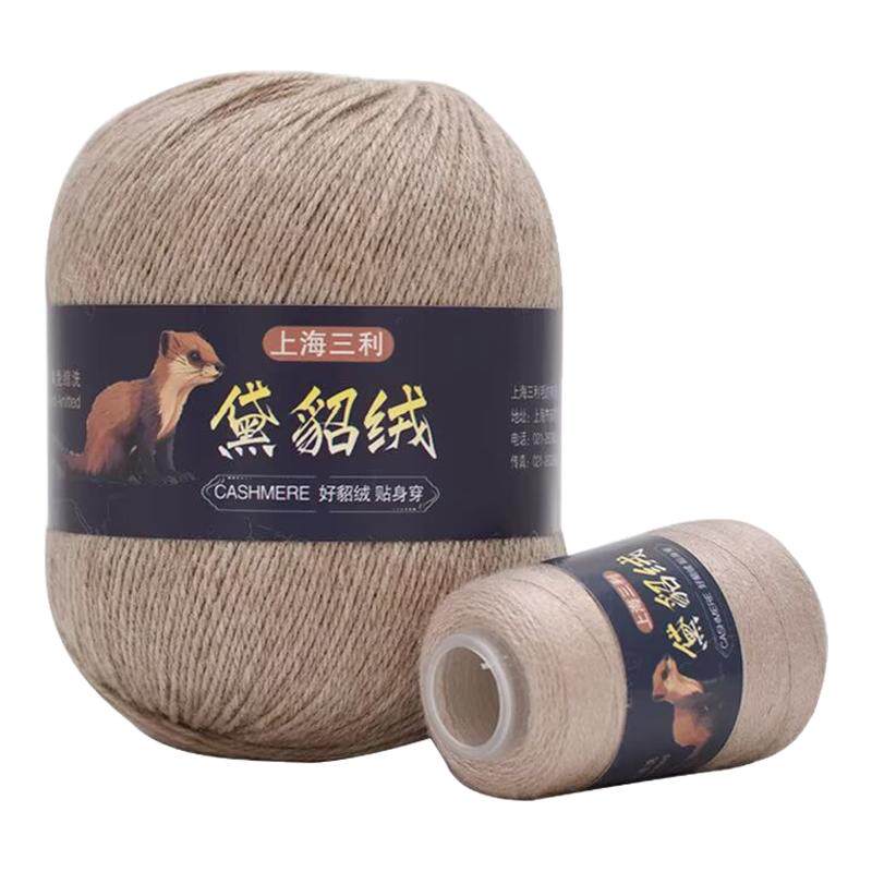 上海三利正品黛貂绒线6+6手编中粗长毛貂绒线围巾手工diy毛线