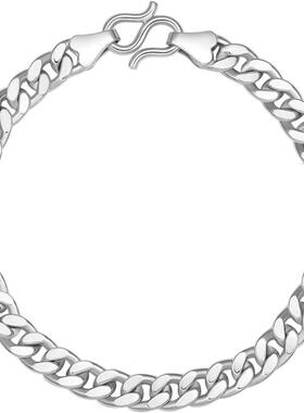 周六福双扣手链男S925银潮小众设计嘻哈节日礼物送男友