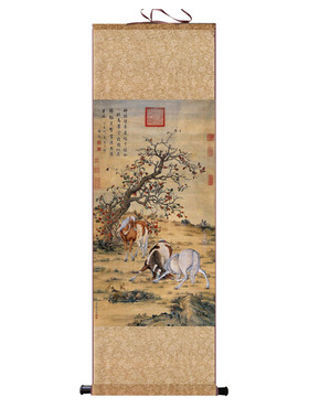 戴进关山行旅图仿古水墨画名家壁画书房挂画丝绸礼品名家书画送礼