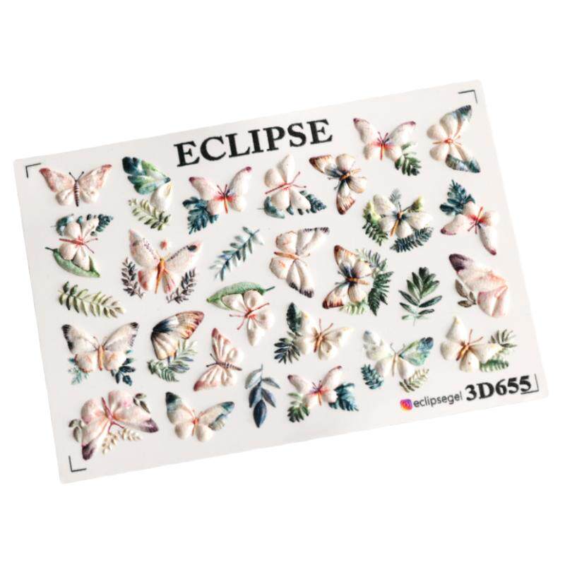 俄罗斯ECLIPSE超薄3D水转印贴纸立体浮雕美甲贴纸可溶不翘边