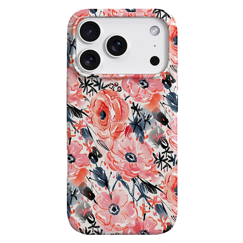 原创个性国画红花适用苹果17PROMAX菲林手机壳iphone16plus软壳15中国风喜庆14艺术新中式简约全包抽象二合一
