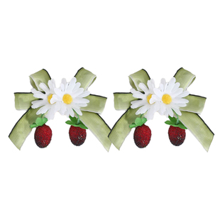 若草色蝴蝶结发夹Lolita洛丽塔草莓边夹头饰山丘上的草莓花野餐