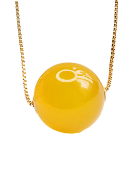 18k金镶黄玉髓吊坠圆珠玛瑙项链国风气质简约时尚锁骨链女士礼物