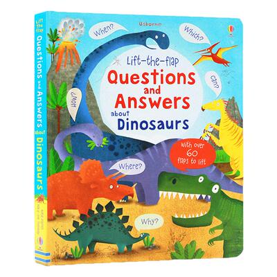 Usborne恐龙知识问与答英文原版绘本 About Dinosaurs Questions and Answers 儿童科普百科彩色插图趣味精装纸板翻翻书