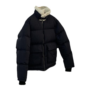 HGE睡格好觉 羊羔毛拼接韩版短款鸭绒羽绒服女 防风保暖面包服