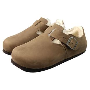 岛外DAOWAI勃肯鞋秋冬加绒羊毛全包软木鞋头层牛皮休闲复古博肯鞋