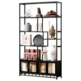 博古架实木中式茶柜置物架茶具茶叶架子茶桌小型现代简约茶室展示