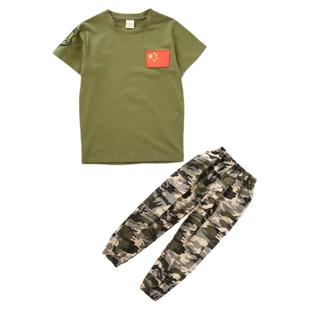 儿童军装迷彩服夏季长裤警服夏令营军训军歌合唱演出红歌表演服装