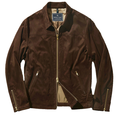 翻领秋冬质感金铜拉链麂皮绒夹克