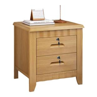 实木床头柜家用卧室床边带锁收纳柜小型出租房床头储物斗柜免安装