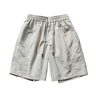 水曜日定休 日系复古设计感口袋短裤男宽松薄款街头五分裤休闲裤