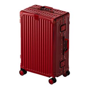 红色行李箱 婚箱 结婚陪嫁婚礼铝框拉杆箱旅行箱万向轮密码箱皮箱