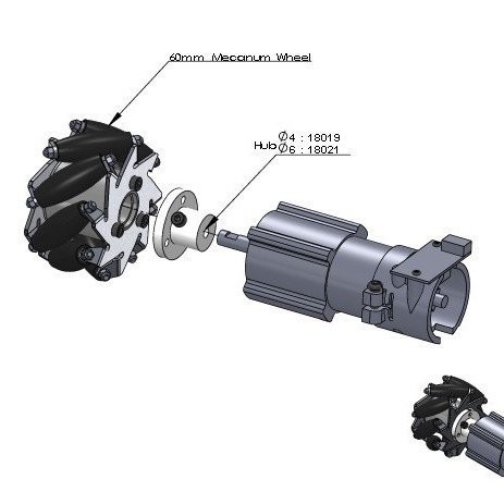 一套 60mm 铝万向轮麦克纳姆轮（2左2右）14144
