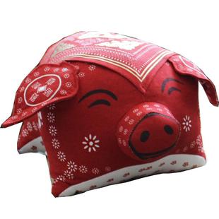 福猪吉祥物招财猪娃娃摆件布偶 布络中式手工十二生肖布艺中国风