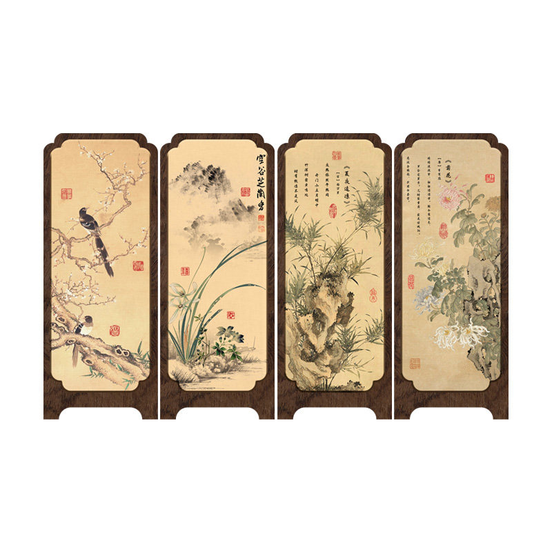 新中式花鸟屏风桌面摆件