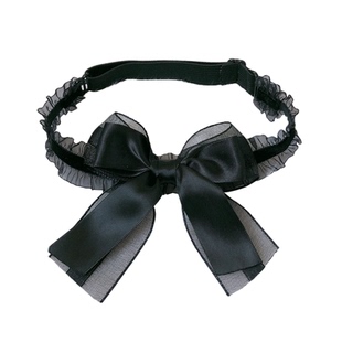 青空酱手作 日系黑色蕾丝大蝴蝶结 弹力腿环 搭配黑丝袜绑带腿饰