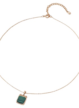 简约祖母绿孔雀石吊坠项链轻奢小众高级感设计锁骨链气质复古颈链