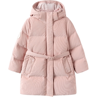巴拉巴拉女童羽绒服中大童宝宝中长连帽外套秋冬新款童装鹅绒加厚