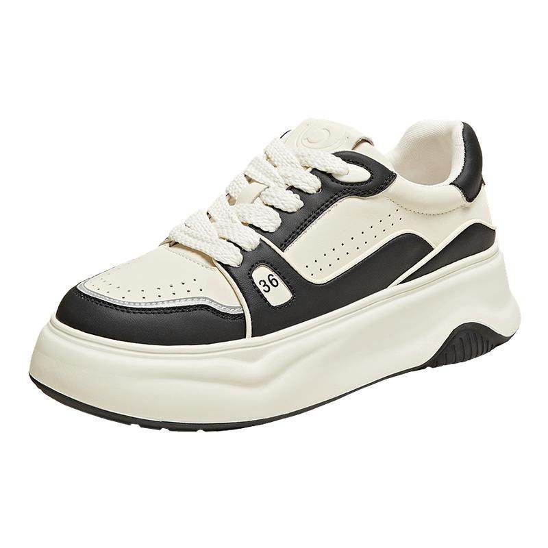 TATA/他她奥莱秋时尚厚底百搭拼接休闲板鞋WED01BM4