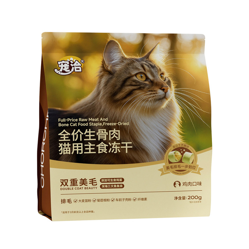 宠洽零食冻干全价猫粮生骨肉无谷猫咪主食美毛排毛幼猫成猫猫粮