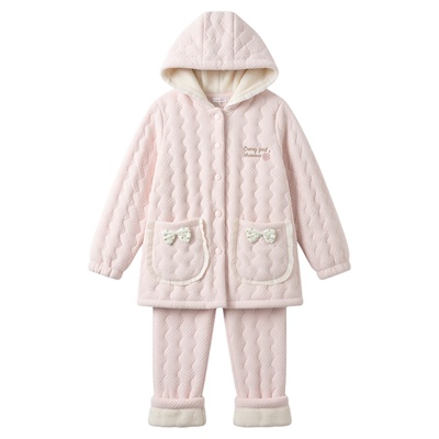 香蜜闺秀女甜美三层夹棉套装睡衣