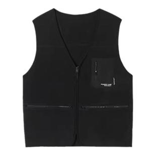 拓路者400g摇粒绒纯色V领加绒马甲男秋冬潮户外保暖针织抓绒马褂