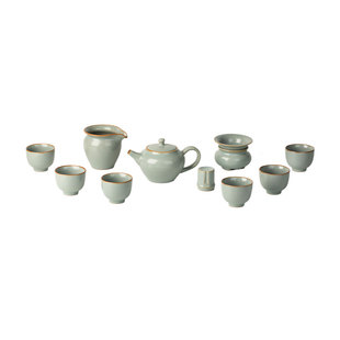 三勤堂汝窑陶瓷茶具套装11头功夫茶具君子壶家用办公室泡茶壶茶杯