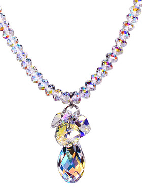 水晶项链女转运珠韩式带坠不掉色