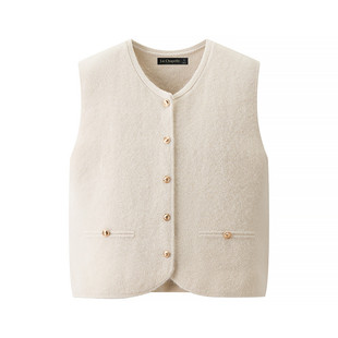 拉夏贝尔/La Chapelle金扣开衫针织马甲女秋冬季气质外搭背心马夹