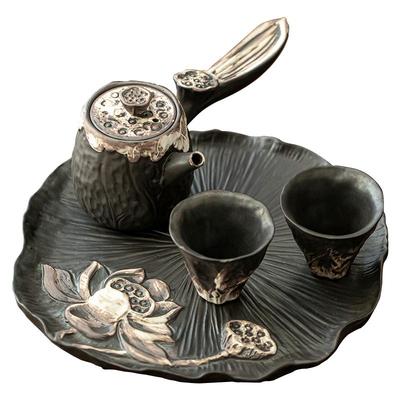 蕴华堂粗陶一壶二杯功夫茶具