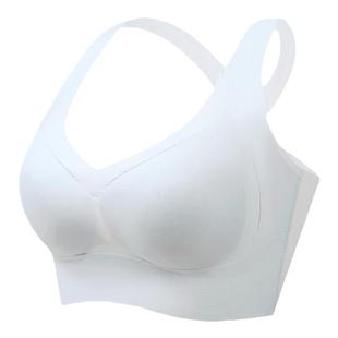 裸感无痕内衣女无钢圈夏季交叉美背心式运动薄款大胸显小大码文胸