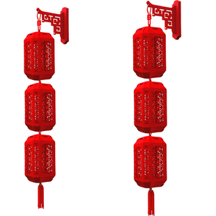 过年春节酒店走廊装饰红色镂空灯笼串挂件新年饭店布置中式挂饰