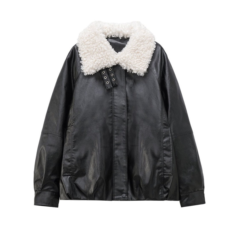 机车pu皮衣宽松轻薄羽绒服女外套