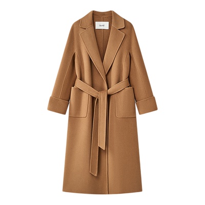 【绵羊毛】Laurel劳芮新款新款驼色系带收腰长款大衣LWD363D04000