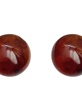 复古港风琥珀色透明圆球耳钉