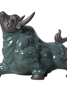 陶瓷华尔街牛摆件大号客厅玄关办公室桌面招财镇宅吉祥物牛气冲天