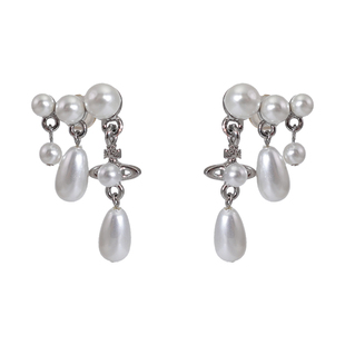 西太家土星珍珠耳环2025新款高级感水滴耳坠轻奢流苏耳饰欧美耳钉