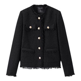 【达播专属】太平鸟小香风肌理外套箱型毛边小香风