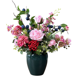 保湿玫瑰高品质仿真花客厅假花轻奢风玄关花摆件餐桌茶几装饰花艺