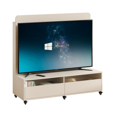 奶油风可移动电视柜双面储物