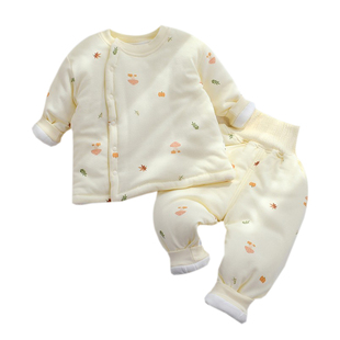 棉衣宝宝棉衣套装冬季保暖夹棉分体偏襟加厚棉袄棉裤婴幼儿冬装